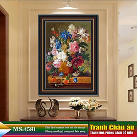 Tranh hoa treo tường phong cách cổ điển Châu âu. Tranh in trên chất liệu vải canvas cao cấp, khung gỗ composit. MS 4581