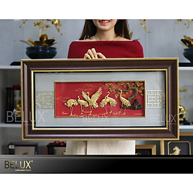 Hình ảnh Tranh Tùng hạc diên niên dát vàng 24K kích thước 81 x 42cm