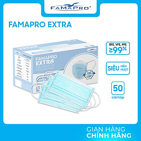 [HỘP - FAMAPRO EXTRA] - Khẩu trang y tế kháng khuẩn 4 lớp Famapro Extra (50 cái/ hộp)