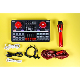 Combo livestream chuyên nghiệp XOX BP3 bao gồm đầy đủ sound card USB, micro và tai nghe tích hợp Bluetooth, reverb, auto-tune và voive-changing, nút chức năng hiệu ứng kép - Hàng chính hãng