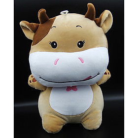 Thú Nhồi Bông/ Gấu Bông Chú Bò Siêu Cute 30 Cm (Tặng kèm móc khóa da bò thật màu ngẫu nhiên) BA00186