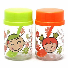 Set 2 lọ, hũ thủy tinh đựng gia vị hoặc đồ khô(mẫu có kèm thìa) dung tích 400ml cho gia đình