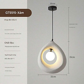 Đèn Thả Trần Trang Trí Hiện Đại Hình Cổng Trời D350mm – Chao Composit nguyên sinh Giả Đá cao câp