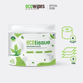 6 cuộn giấy vệ sinh cao cấp Ecotissue - Có lõi