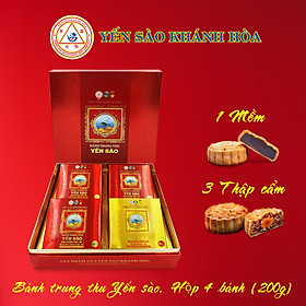 [Hộp 4] Bánh Trung thu Yến sào Khánh Hòa, Bánh nướng nhân mềm và thập cẩm - 200g 