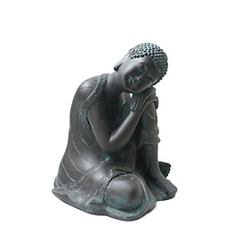 Tượng phật sân vườn vô ưu đen tenh xanh cổ cao 29cm.