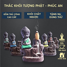 Thác khói trầm nụ hình Phật chế tạo bằng gốm nung thô.