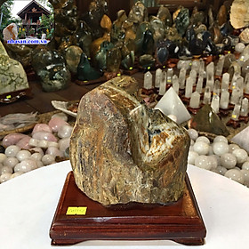 Trụ Gỗ Hóa Thạch Chuyển Mã Não GHT52 nặng 2kg kích thước 17x14cm  – Vật phẩm phong thủy may mắn