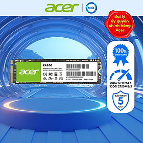 Ổ cứng SSD Acer FA100 M.2 NVMe PCIe Gen3 dung lượng đến 2TB - Tốc độ đọc/ghi 3300/2700 MB/s - Hàng chính hãng