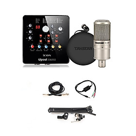 Combo trọn bộ mic thu âm, livestream,  hát karaoke online chính hãng Takstar , Micro PC-K200, Icon Upod Nano, Tai nghe Ts-2260 và đầy đủ phụ kiện