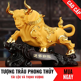 Mua Tượng Trâu Con Giáp Tài Lộc Bằng Vàng Cát Mỹ Nghệ Cao 36cm