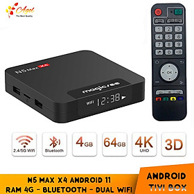 Mua Android tivi box magicsee N5 max x4 Rom 64G Ram 4G bluetooth  Android 11  S905X4  wifi 2 băng tần  cài sẵn phim HD  truyền hình cáp miễn phí vĩnh viễn - Hàng nhập khẩu
