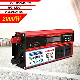 Power Inverter Vehicle Power Converter Universal Modified Sine Wave 2000W DC 12V to 220V AC