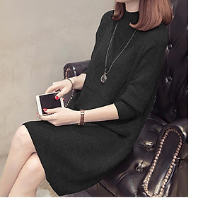 Đầm len dáng suông cổ 3 phân LAHstore, chất len dày mịn, thời trang thu đông 2020