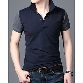 Cotton Summer Men's Short-Sleeved T-shirt Korean Style Slim Lapel Polo Bottoming Shirt (N5)