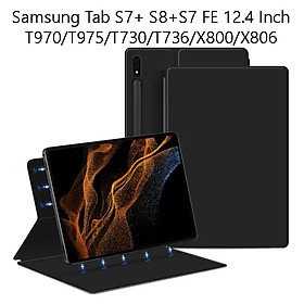 Bao Cover Nam Châm Dành Cho Samsung Galaxy Tab S7+ S8+ S7 FE 12.4 Inch T970 / T975 / T730 / T736 / X800 / X806 Có Khe Viết Smart Cover