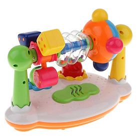 Funny Electronic Musical Baby Toy w/ Twinkle Star, Whirly Rattle Wheel & Music Early Sensory Set for Hear & Vision Development Gifts