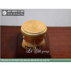 Mua Trống đồng lưu niệm để bàn mạ vàng 24k
