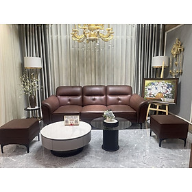 Mua Sofa băng 100% da bò Italy Juno sofa màu nâu SFBCT06 hàng cao cấp chuẩn da bò nhập khẩu Ý