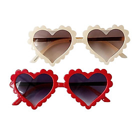 2x Children Boy Girl Plastic Sunglasses Heart Shaped Glasses UV400 Red Beige