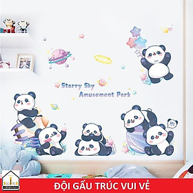 Decal dán tường, tủ quần áo GẤU TRÚC VUI VẺ