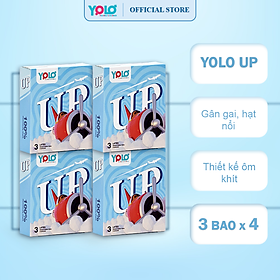 Combo 4 hộp Bao cao su YOLO UP Gân, Gai, Hạt nổi, Ôm khít (3 bao/hộp)