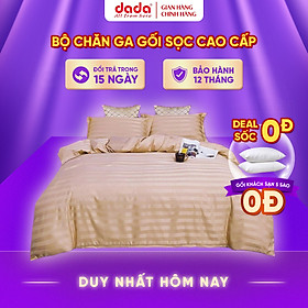 Bộ Chăn Ga Gối Đầy Đủ Khách Sạn 5 Sao Hàng Chuẩn - 80%Cotton Premium T300 Mềm Mịn Mát- Trắng & Trắng Kẻ Sọc Khách Sạn Sang Trọng  - Độc Quyền