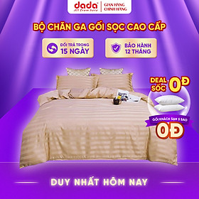 Bộ Chăn Ga Gối Đầy Đủ Khách Sạn 5 Sao Hàng Chuẩn - 80%Cotton Premium T300 Mềm Mịn Mát- Trắng & Trắng Kẻ Sọc Khách Sạn Sang Trọng  - Độc Quyền 