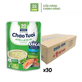 Thùng 30 Gói Cháo Tươi Baby SG Food Cá Hồi Cải Bó Xôi 240g