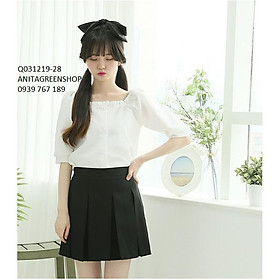 Q031219 ÁO NHÚN BÈO CỔ VUÔNG THIẾT KẾ