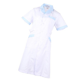 Women Lab Coat Short Sleeve Food Industry Warehouse Doctor Nurse Jacket - S
