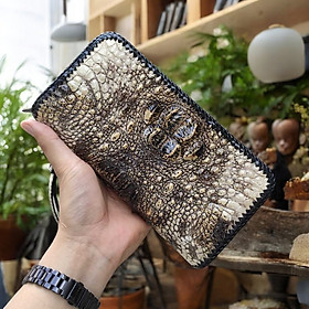 Ví dài cầm tay Da cá sấu nguyên thủy Đan viền thủ công Chất lừ!