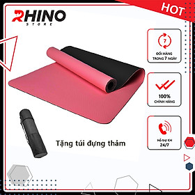 Thảm tập yoga 2 lớp 6mm tặng kèm túi  Rhino M901 cao su non TPE siêu bám, chống trượt, tập gym, thể dục tại nhà - Hàng chính hãng