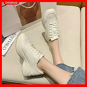 Giày Thể Thao Nữ Sneaker Da Mịn Đế Nâu