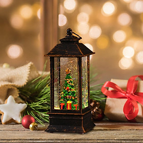 Lighted Christmas Snow Globe Lantern Desktop Figurine for Holiday Party Xmas
