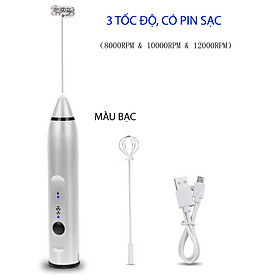 Máy đánh trứng, cà phê, sữa 3 tốc độ MFB1501C, dùng pin sạc, 2 đầu khuấy bằng inox