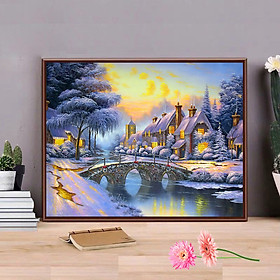 Mua Tranh sơn dầu số hoá tự tô đã căn sẵn khung 50x40 cm (painting by number) - Winter river