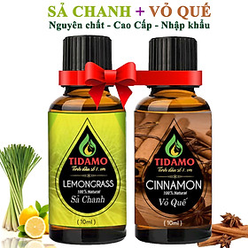 Combo 2 Tinh Dầu Sả Chanh + Tinh Dầu Vỏ Quế TIDAMO Nguyên Chất Nhập Khẩu - Tinh Dầu Xông Phòng Cao Cấp Giúp Thư Giãn, Thơm Phòng, Bảo Vệ Sức Khỏe và Đuổi Muỗi (2 chai 10ML)