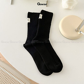 Tất nữ cổ cao trơn GOMTAT nhiều màu phong cách Hàn Quốc, chất liệu cotton nhẹ mềm mại thấm hút thoáng khí - CAOSUXI-PO-3023-1DOI - Đen