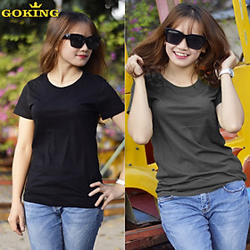 Crazy sales. Combo 2 áo thun nữ thoát nhiệt Nhật Bản GOKING, form ôm tôn dáng, 100% cotton thoáng mát, thấm hút mồ hôi. Áo phông trơn nữ dễ phối đồ