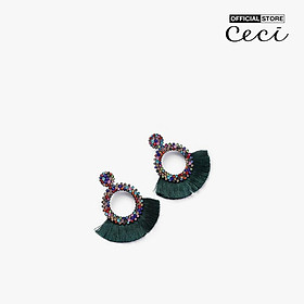 CECI - Khuyên tai nữ dáng tròn đính đá phối tua rua thời trang CC1-02000151
