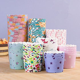 Mua Bộ 50 Khuôn giấy chiụ nhiệt Chén Giấy lót bánh cupcake cứng mầu sắc ngẫu nhiên 6cm