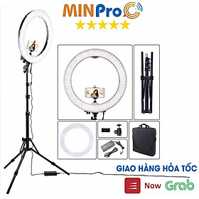 Đèn livestream size 54cm và chân 2m1,chụp ảnh make up trang điểm MINPRO