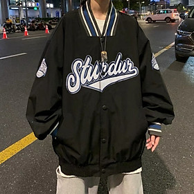 Áo khoác bomber jacket dù 2 lớp unisex nam nữ thu đông STURDUR 2 màu đen và trắng phom rộng năng động