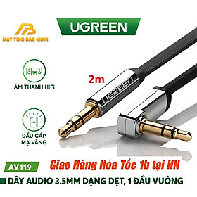 UGREEN 2m cáp âm thanh dẹp 2 đầu 3.5Mm đực mạ vàng 24k Av119-10599-HÀNG CHÍNH HÃNG
