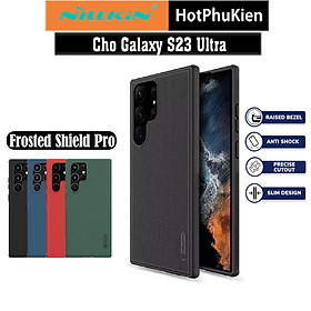 Ốp lưng sần chống sốc cho Samsung Galaxy S23 Ultra mặt lưng nhám hiệu Nillkin Super Frosted Shield Pro cho mặt lưng nhám chống trơn trượt tay, khả năng chống sốc cực tốt, chất liệu cao cấp - Hàng nhập khẩu - Đen
