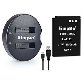 Bộ 1 pin 1 sạc đôi Kingma cho Nikon EN-EL12, Hàng chính hãng