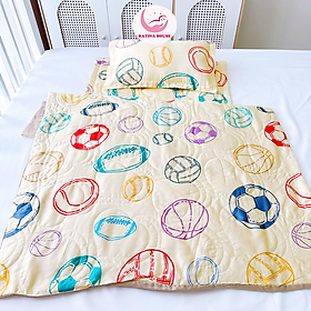 Bộ nệm gối chăn Katina House cho bé, vải Tencel 60s gòn lông vũ êm ái, bóng mượt mát lạnh