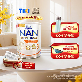 Sữa bột NAN INFINIPRO A2 800g Thụy Sĩ 3 với đạm quý A2 tiêu hóa tốt sau 7 ngày và 6HMO tăng cường đề kháng + Tặng Set 3 hũ nha vị (2 - 6 tuổi)