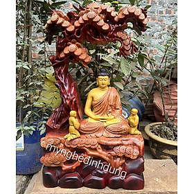 Mua TƯỢNG PHẬT THÍCH CA NGỰ GỐC CÂY TÙNG BẰNG GỖ HƯƠNG ĐÁ SƠN PU GIẢ CỔ KT CAO 50×31×15CM